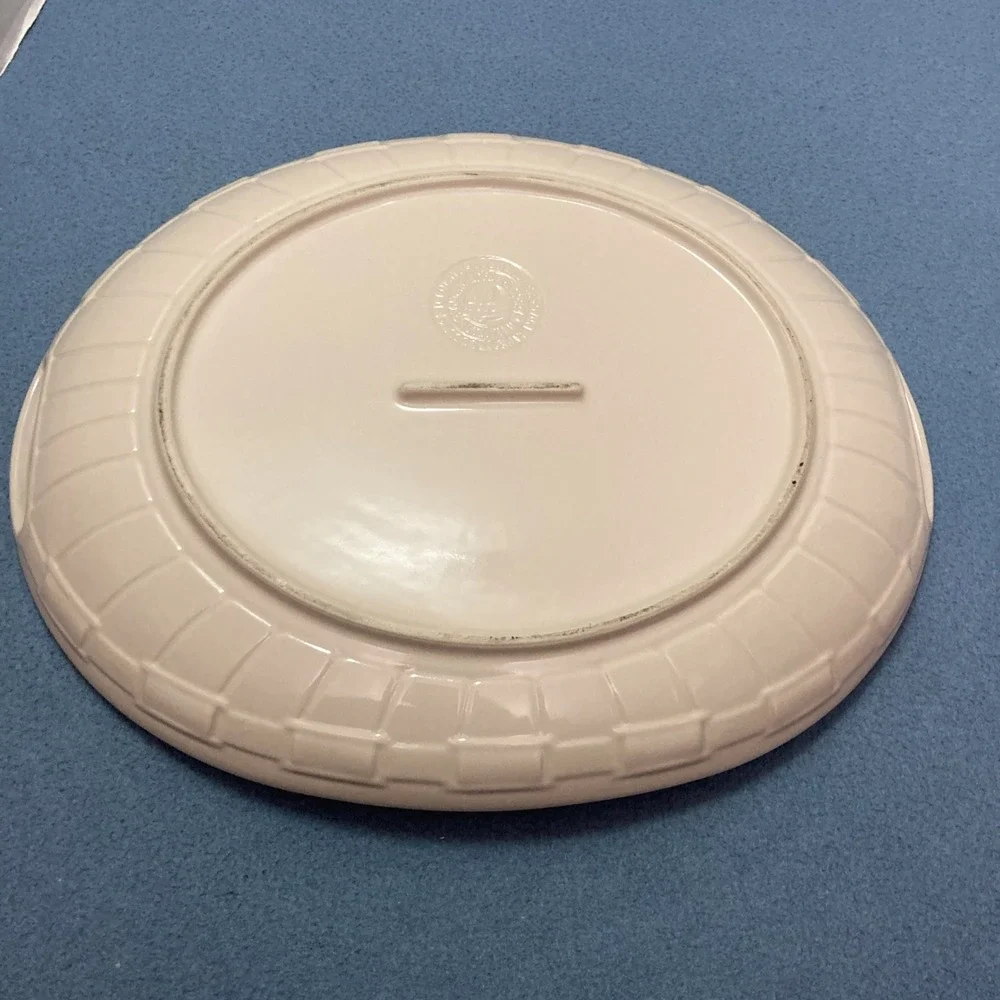 Longaberger Pottery Woven Traditions Ivory Contour Serving Platter w/Handles